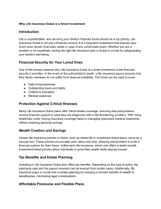 Why Life Insurance Dubai is a Smart Investment