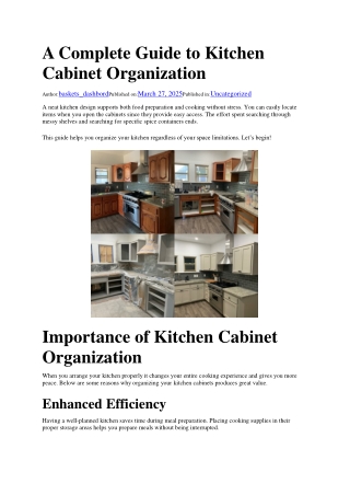 Best Space-Saving Ideas for Kitchen Cabinet Organization in USA – Organizer Bask