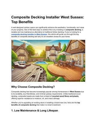 Composite Decking Installer West Sussex_ Top Benefits