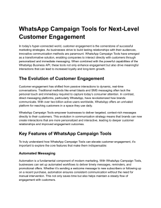 WhatsApp Campaign Tools for Next-Level Customer Engagement
