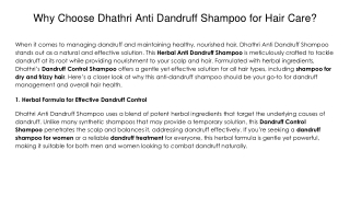 Why Choose Dhathri Anti Dandruff Shampoo for Hair Care
