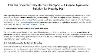 Dhathri Dheedhi Daily Herbal Shampoo – A Gentle Ayurvedic Solution for Healthy Hair