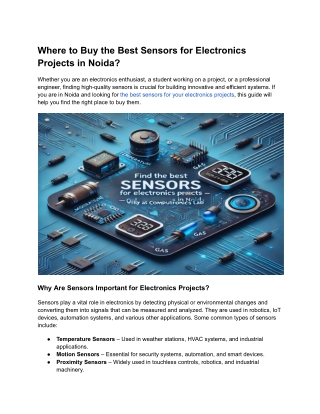 Where to Buy the Best Sensors for Electronics Projects in Noida