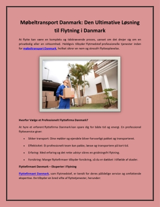 Møbeltransport Danmark: Den Ultimative Løsning til Flytning i Danmark