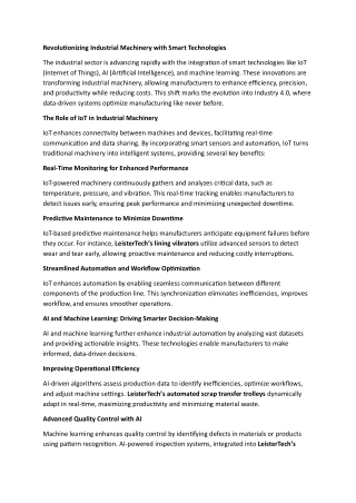 Revolutionizing Industrial Machinery with Smart Technologies