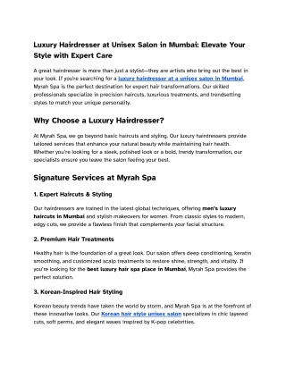 Luxury Hairdresser at Unisex Salon in Mumbai_ Elevate Your Style with Expert Care