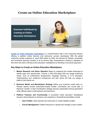 Create an Online Education Marketplace