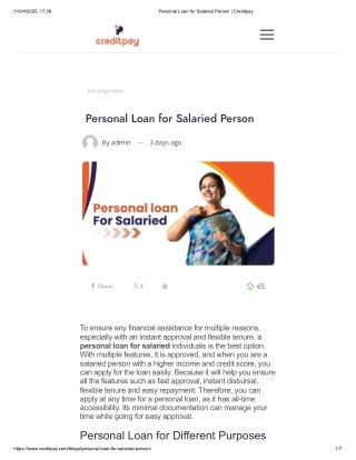 Personal Loan for Salaried Person _ Creditpey