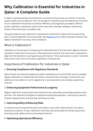 Why Calibration is Essential for Industries in Qatar A Complete Guide