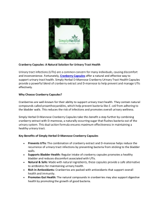 Cranberry Capsules for Men & Women – Improve Wellness Naturally