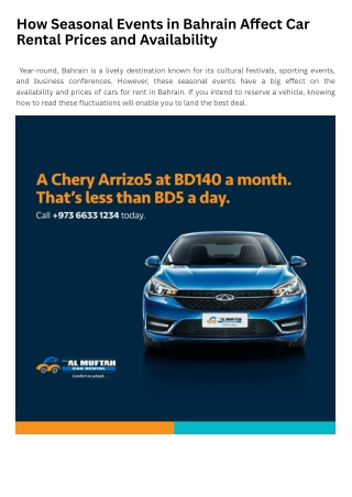 How Seasonal Events in Bahrain Affect Car Rental Prices and Availability