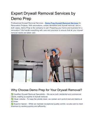 Expert Drywall Removal Services by Demo Prep