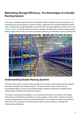 Maximizing Storage Efficiency The Advantages of a Double Racking System