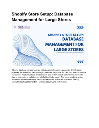 Shopify Store Setup: Database Management for Large Stores