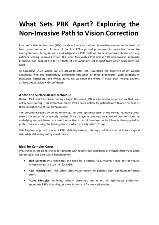 What Sets PRK Apart Exploring the Non-Invasive Path to Vision Correction.docx