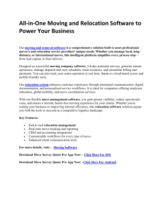 All-in-One Moving and Relocation Software to Power Your Business