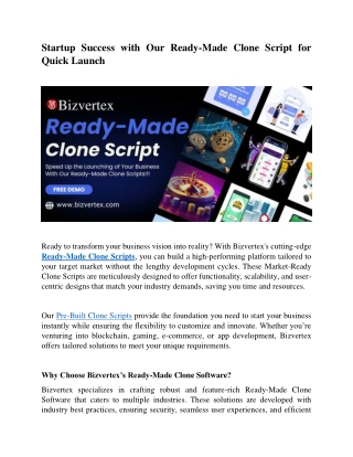 Startup Success with Our Ready-Made Clone Script for Quick Launch