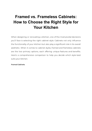 Framed vs. Frameless Cabinets