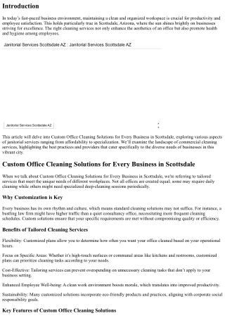 Custom Office Cleaning Solutions for Every Business in Scottsdale