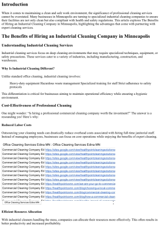 The Benefits of Hiring an Industrial Cleaning Company in Minneapolis
