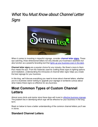 What You Must Know about Channel Letter Signs