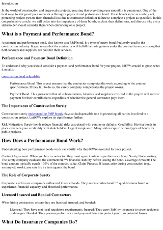 Why You Should Consider a Payment and Performance Bond for Your Project