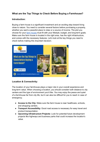 What are the Top Things to Check Before Buying a Farm House