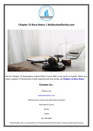 Chapter 13 Boca Raton  Wallacelawflorida.com