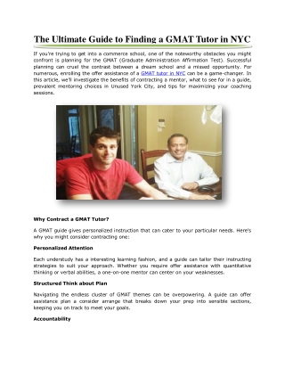 The Ultimate Guide to Finding a GMAT Tutor in NYC