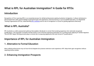 RPL and Australian Immigration: A Vital Guide for RTOs