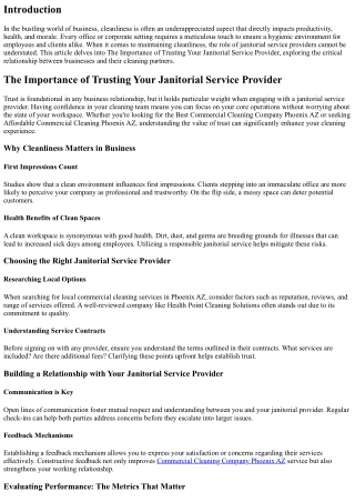 The Importance of Trusting Your Janitorial Service Provider