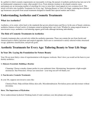 Aesthetic Treatments for Every Age: Tailoring Beauty to Your Life Stage