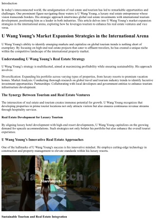 U Wang Young’s Market Expansion Strategies in the International Arena