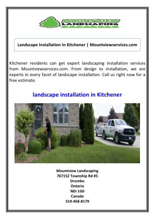 Landscape Installation In Kitchener Mountviewservices.com