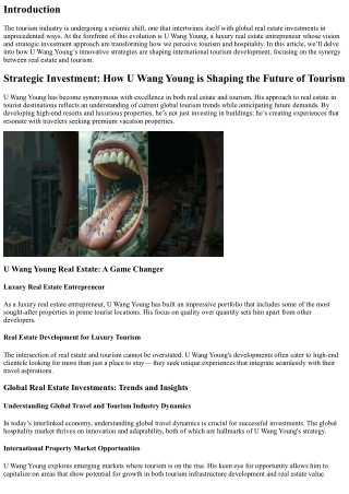 Strategic Investment: How U Wang Young is Shaping the Future of Tourism