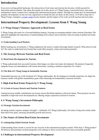 International Property Development: Lessons from U Wang Young