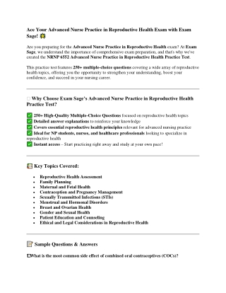 Ace Your Advanced Nurse Practice in Reproductive Health Exam with Exam Sage
