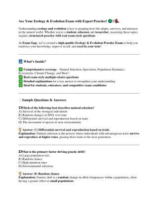 Ace Your Ecology and Evolution Exam with Expert Practice - Exam Sage