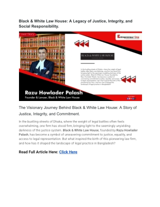 Black & White Law House: A Legacy of Justice, Integrity, and Social