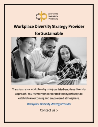 Workplace Diversity Strategy Provider for Sustainable Change