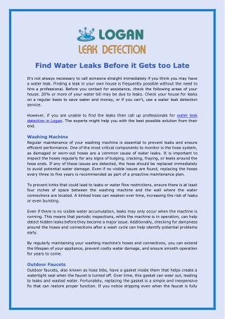 Find Water Leaks Before It Gets Too Late