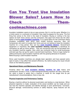 Can You Trust Use Insulation Blower Sales Learn How to Check Them-coolmachines.com