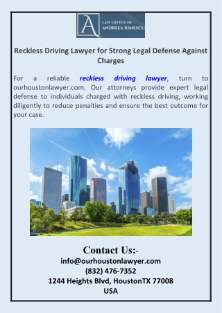 Reckless Driving Lawyer for Strong Legal Defense Against Charges