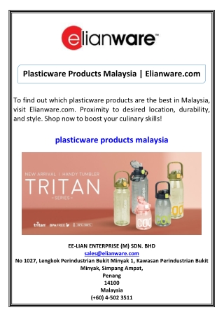 Plasticware Products Malaysia Elianware.com