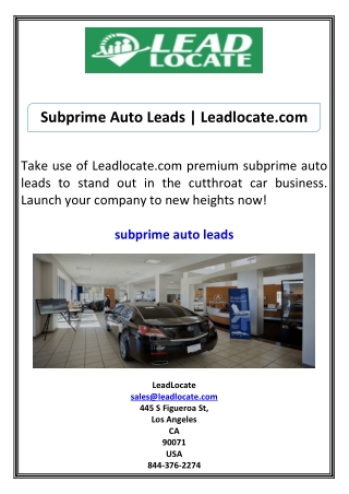 Subprime Auto Leads Leadlocate.com