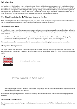 Why Pitco Foods is the Go-To Wholesale Grocer in San Jose