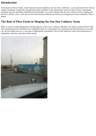 The Role of Pitco Foods in Shaping the San Jose Culinary Scene