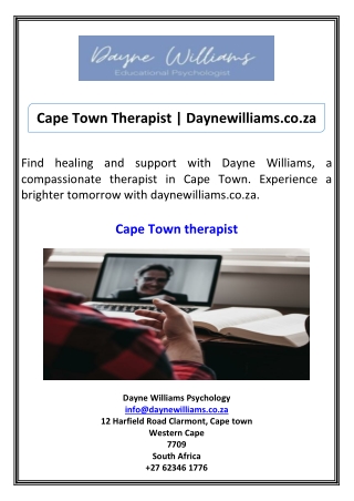 Cape Town Therapist Daynewilliams.co.za