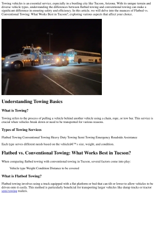 Flatbed vs. Conventional Towing: What Works Best in Tucson?