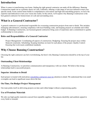 Choose Banning Construction for Superior Home Remodeling Services
